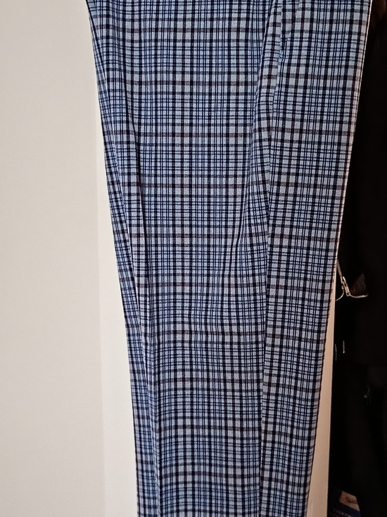 Pants - Blue and White Plaid Trousers